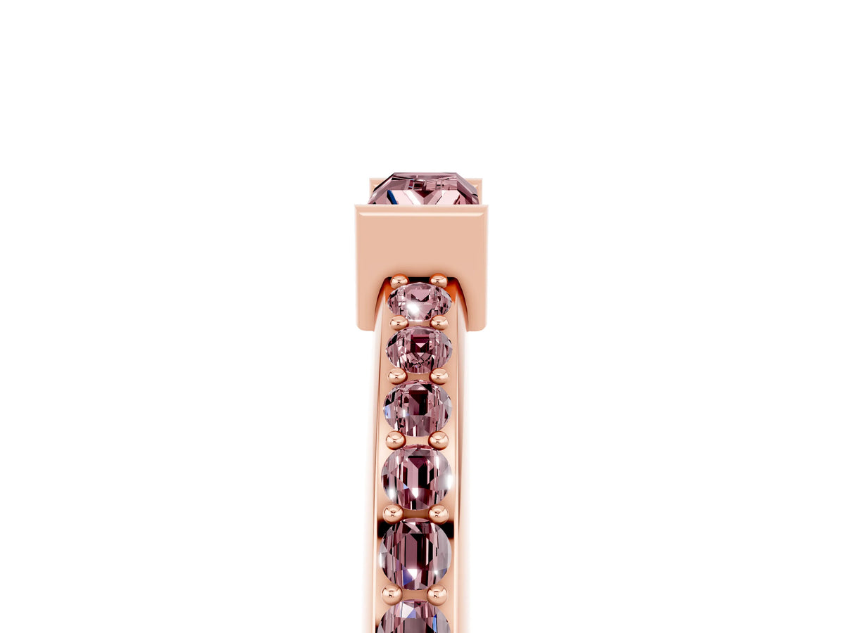 Baguette Morganite Pavé Band in Rose gold with Bar Setting_5