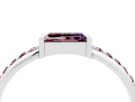 Baguette Morganite Pavé Band in Silver with Bar Setting_4