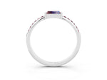 Baguette Morganite Pavé Band in White gold with Bar Setting_3