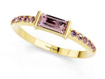 Baguette Morganite Pavé Band in Yellow gold with Bar Setting_1