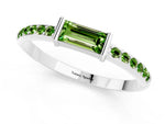 Baguette Peridot Pavé Band in Silver with Bar Setting_1