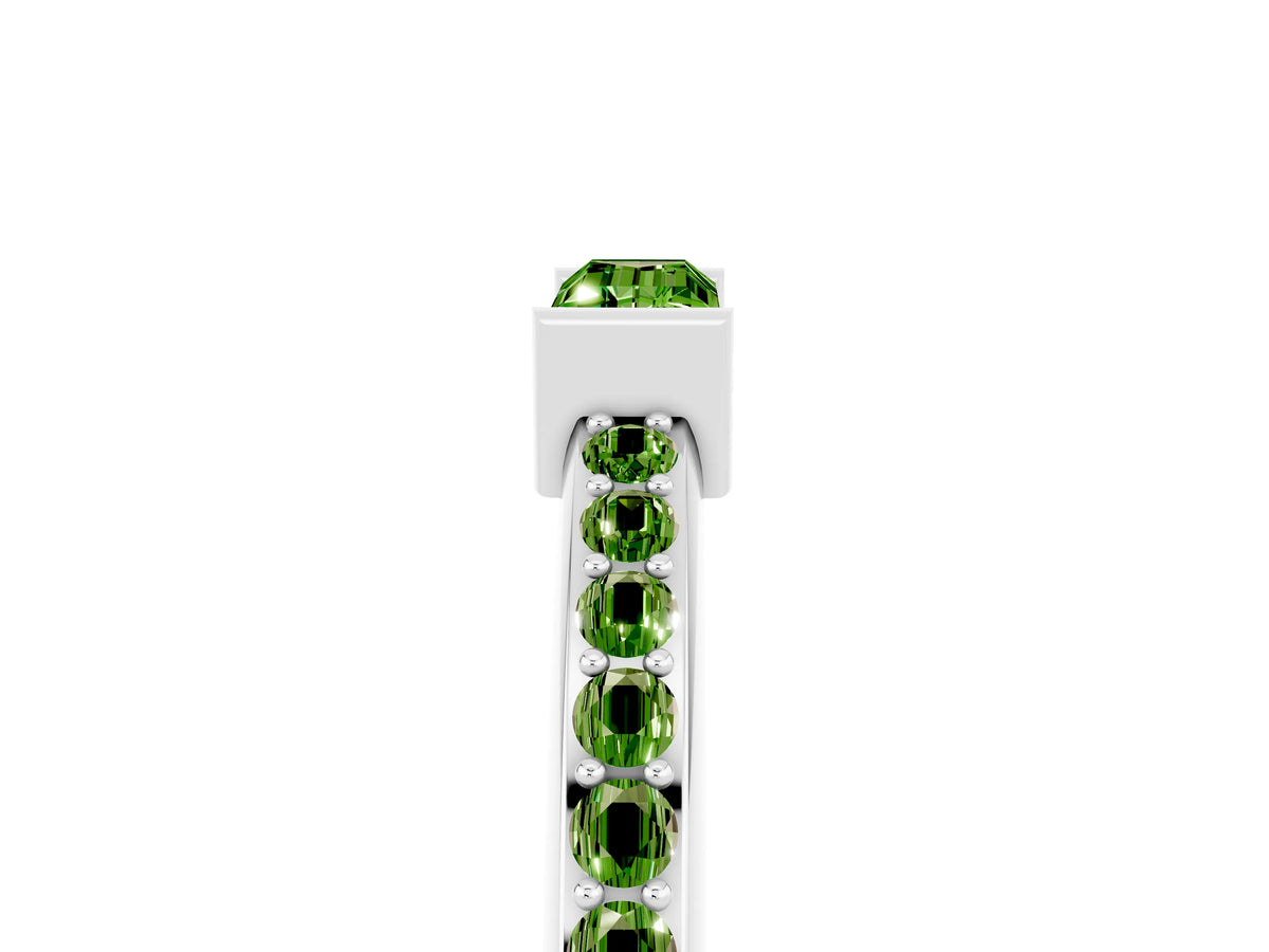 Baguette Peridot Pavé Band in Silver with Bar Setting_5