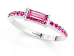 Baguette Pink Sapphire Pavé Band in White gold with Bar Setting_1