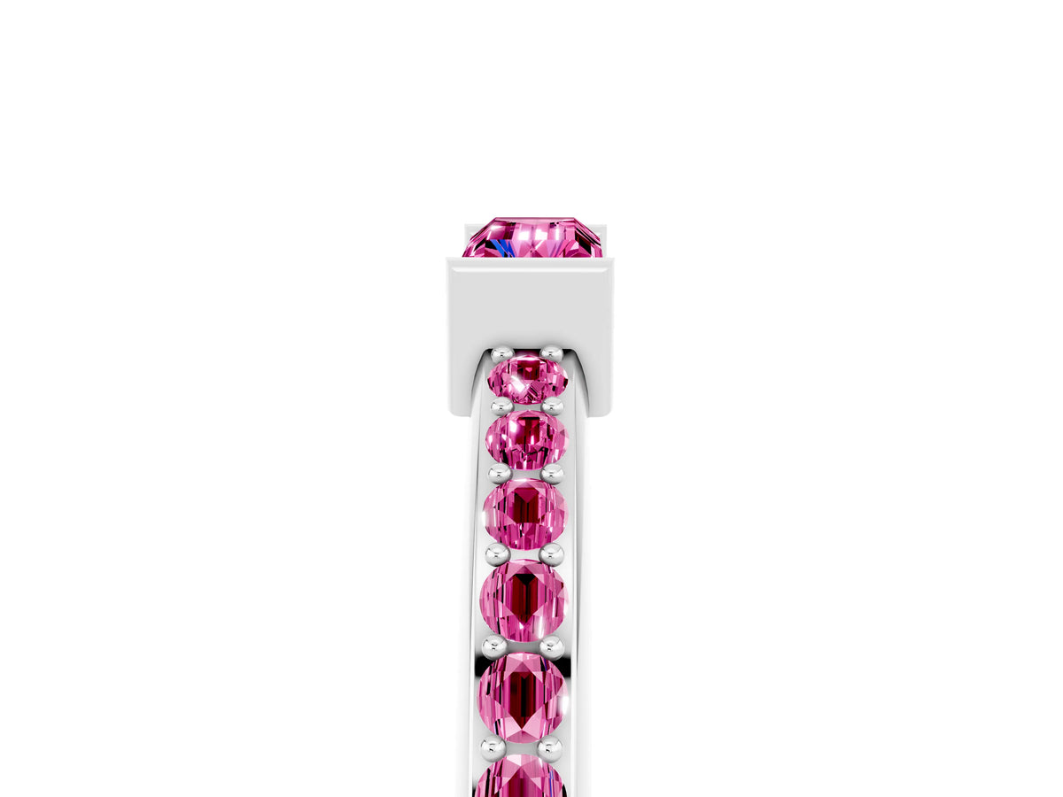 Baguette Pink Sapphire Pavé Band in White gold with Bar Setting_5