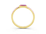 Baguette Pink Sapphire Pavé Band in Yellow gold with Bar Setting_3