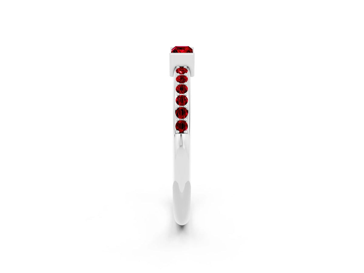Baguette Ruby Pavé Band in Platinum with Bar Setting_2