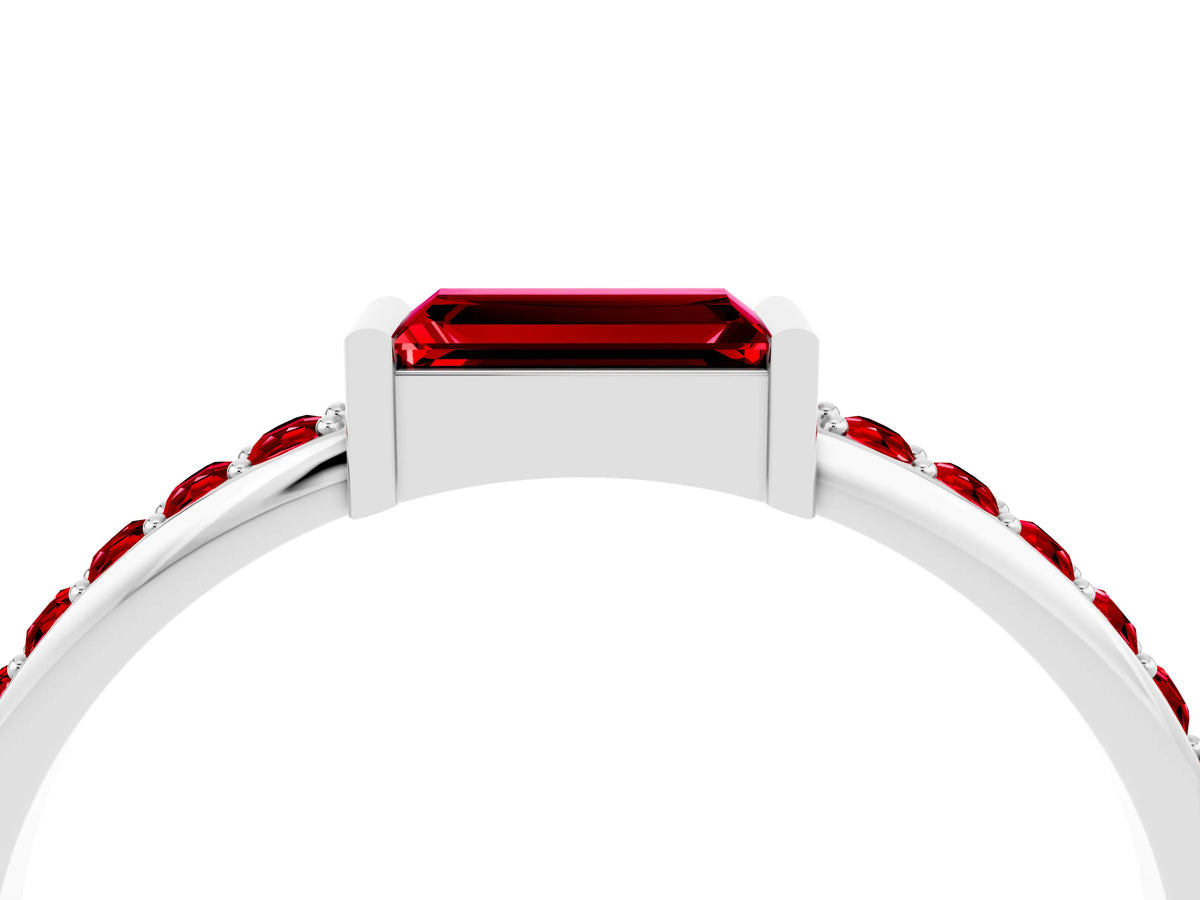 Baguette Ruby Pavé Band in Platinum with Bar Setting_4