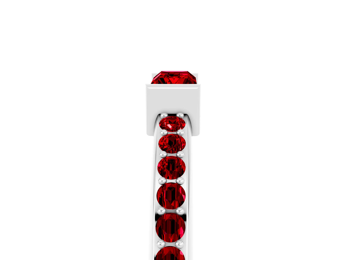 Baguette Ruby Pavé Band in White gold with Bar Setting_5