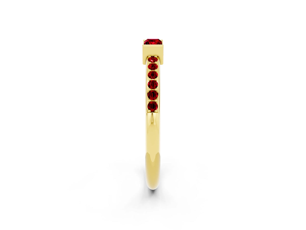Baguette Ruby Pavé Band in Yellow gold with Bar Setting_2