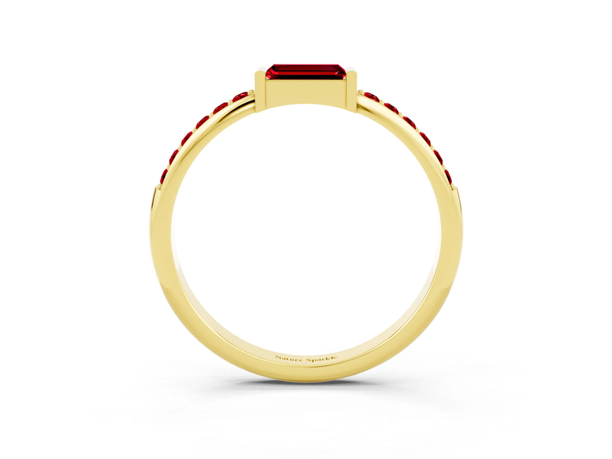 Baguette Ruby Pavé Band in Yellow gold with Bar Setting_3