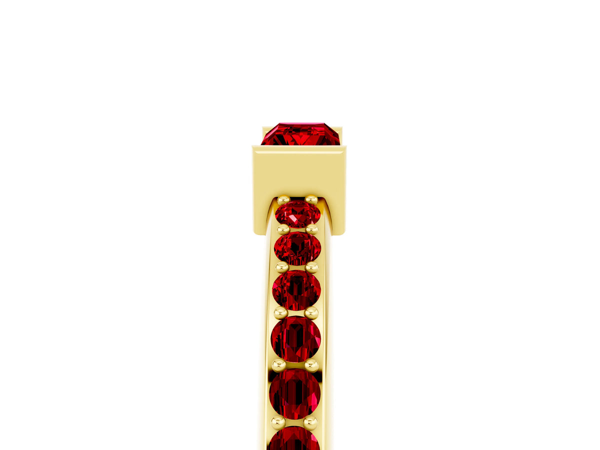 Baguette Ruby Pavé Band in Yellow gold with Bar Setting_5