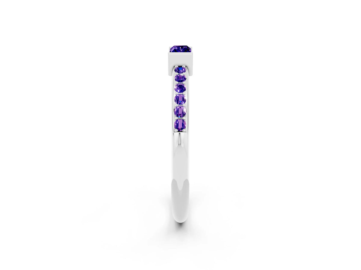 Baguette Tanzanite Pavé Band in Platinum with Bar Setting_2