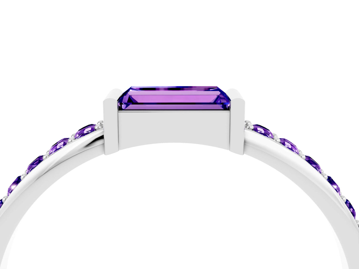 Baguette Tanzanite Pavé Band in Platinum with Bar Setting_4