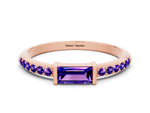 Baguette Tanzanite Pavé Band in Rose gold with Bar Setting