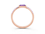 Baguette Tanzanite Pavé Band in Rose gold with Bar Setting_3