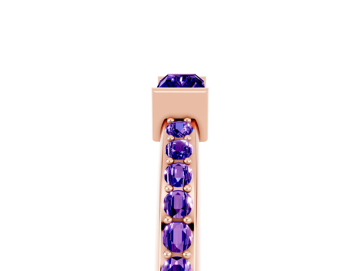 Baguette Tanzanite Pavé Band in Rose gold with Bar Setting_5