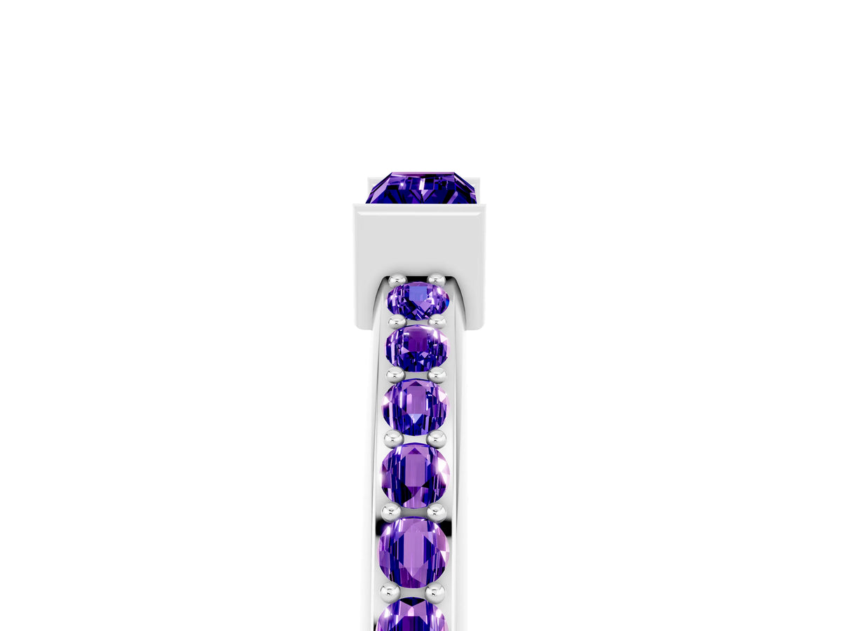 Baguette Tanzanite Pavé Band in Silver with Bar Setting_5