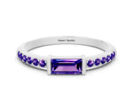 Baguette Tanzanite Pavé Band in White gold with Bar Setting