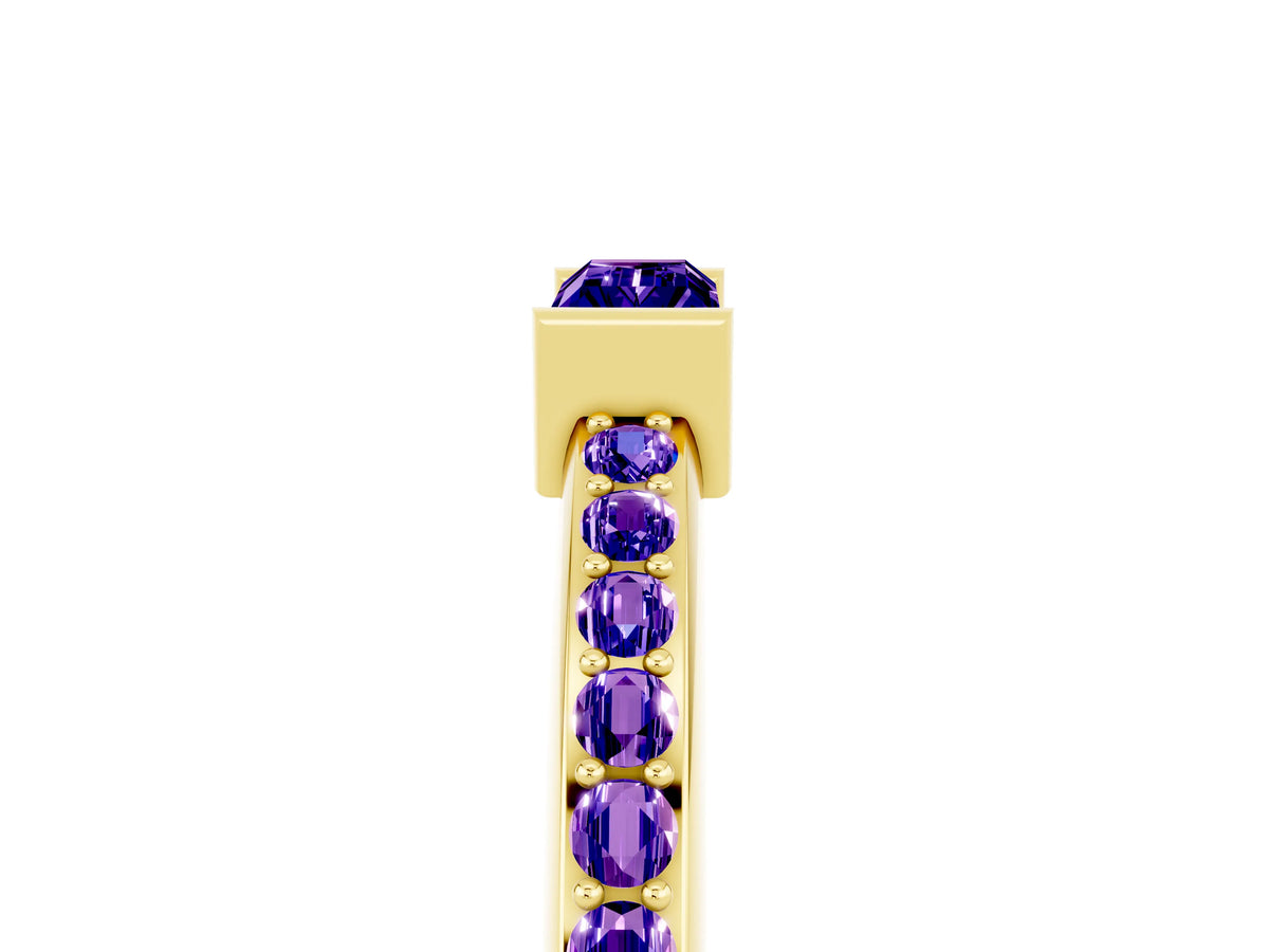 Baguette Tanzanite Pavé Band in Yellow gold with Bar Setting_5