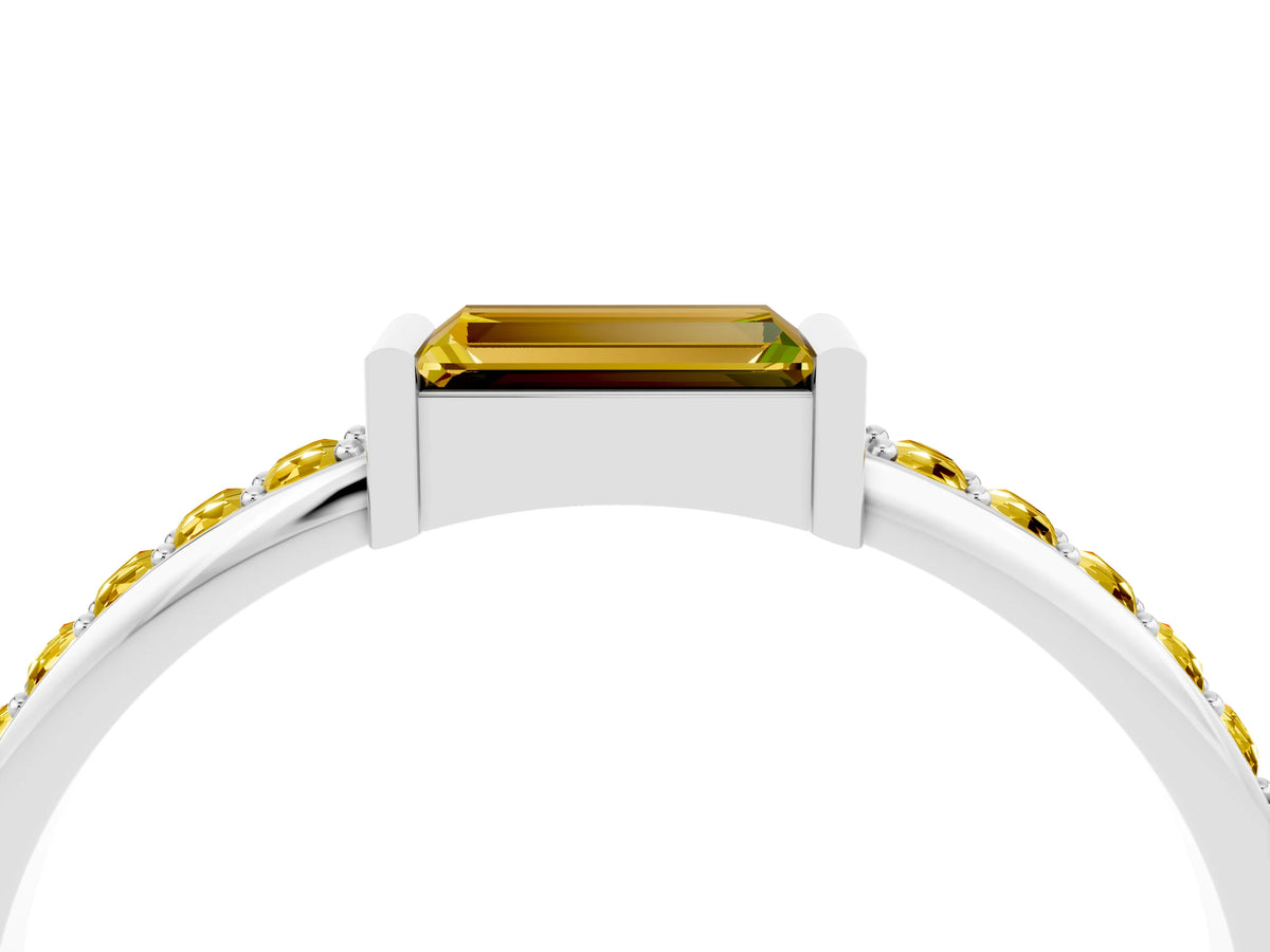 Baguette Yellow Sapphire Pavé Band in Platinum with Bar Setting_4