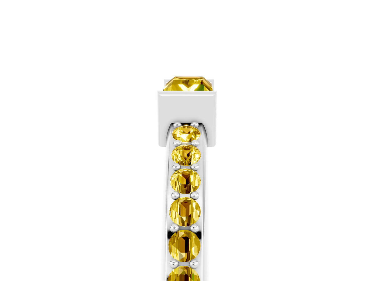 Baguette Yellow Sapphire Pavé Band in Platinum with Bar Setting_5