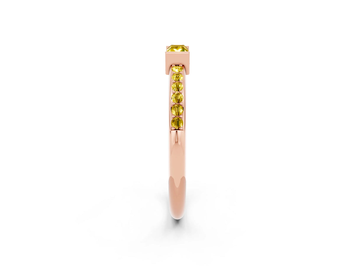 Baguette Yellow Sapphire Pavé Band in Rose gold with Bar Setting_2