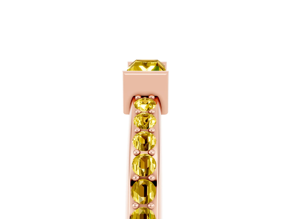 Baguette Yellow Sapphire Pavé Band in Rose gold with Bar Setting_5