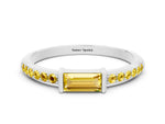 Baguette Yellow Sapphire Pavé Band in White gold with Bar Setting