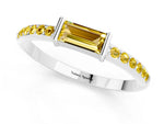 Baguette Yellow Sapphire Pavé Band in White gold with Bar Setting_1