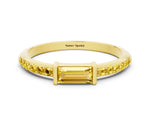 Baguette Yellow Sapphire Pavé Band in Yellow gold with Bar Setting