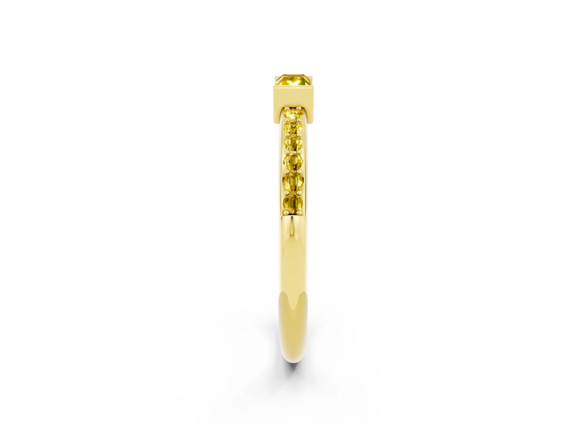 Baguette Yellow Sapphire Pavé Band in Yellow gold with Bar Setting_2