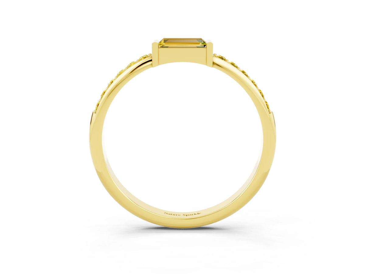Baguette Yellow Sapphire Pavé Band in Yellow gold with Bar Setting_3