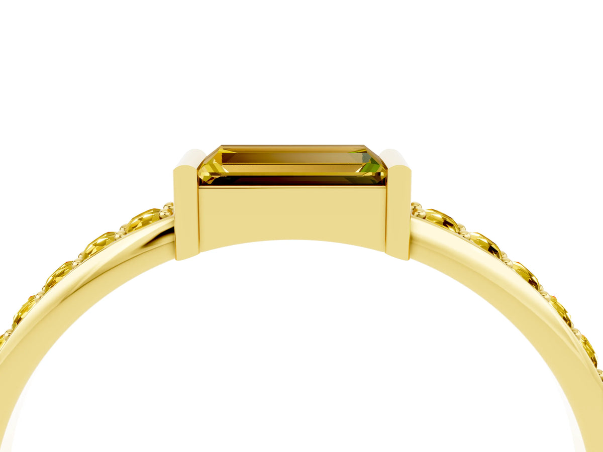 Baguette Yellow Sapphire Pavé Band in Yellow gold with Bar Setting_4