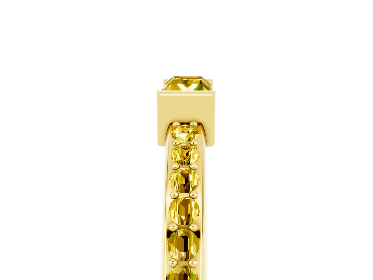 Baguette Yellow Sapphire Pavé Band in Yellow gold with Bar Setting_5