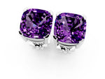 Cushion Cut Amethyst Stud Earrings in White gold with Basket Setting_1