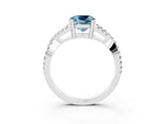 Cushion Cut Aquamarine Solitaire Ring in Silver with Interwoven Pavé Band and Prong Setting_9