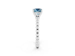 Cushion Cut Aquamarine Solitaire Ring in Silver with Textured Beaded Band and Prong Setting_2
