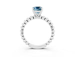 Cushion Cut Aquamarine Solitaire Ring in Silver with Textured Beaded Band and Prong Setting_3