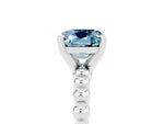 Cushion Cut Aquamarine Solitaire Ring in Silver with Textured Beaded Band and Prong Setting_5