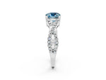 Cushion Cut Aquamarine Solitaire Ring in White gold with Interwoven Pavé Band and Prong Setting_2