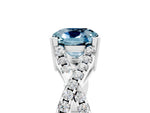 Cushion Cut Aquamarine Solitaire Ring in White gold with Interwoven Pavé Band and Prong Setting_5