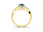 Cushion Cut Aquamarine Solitaire Ring in Yellow gold with Interwoven Pavé Band and Prong Setting_3