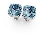 Cushion Cut Aquamarine Stud Earrings in White gold with Basket Setting_1