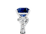 Cushion Cut Blue Sapphire Solitaire Ring in Platinum with Crossover Gallery and Round Pavé Band_5