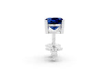 Cushion Cut Blue Sapphire Stud Earrings in Silver with Basket Setting_2