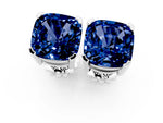 Cushion Cut Blue Sapphire Stud Earrings in White gold with Basket Setting_1