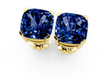 Cushion Cut Blue Sapphire Stud Earrings in Yellow gold with Basket Setting_1