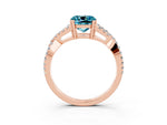 Cushion Cut Blue Topaz Solitaire Ring in Rose gold with Interwoven Pavé Band and Prong Setting_3