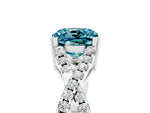 Cushion Cut Blue Topaz Solitaire Ring in Silver with Interwoven Pavé Band and Prong Setting_11