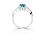 Cushion Cut Blue Topaz Solitaire Ring in Silver with Interwoven Pavé Band and Prong Setting_9